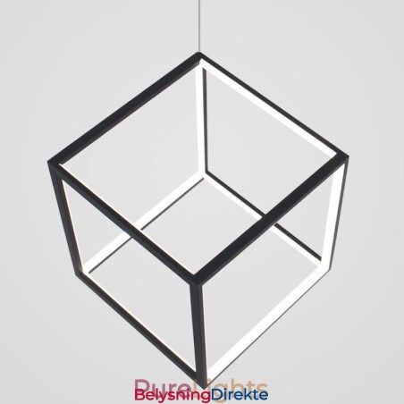 Svart Pendellampe Geometrisk Kubebelysning