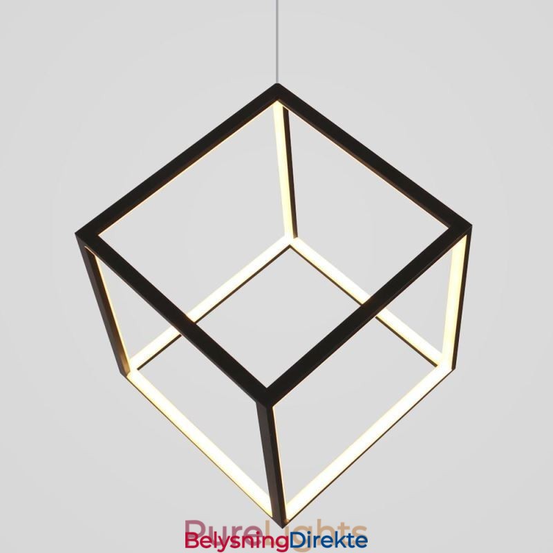 Svart Pendellampe Geometrisk Kubebelysning
