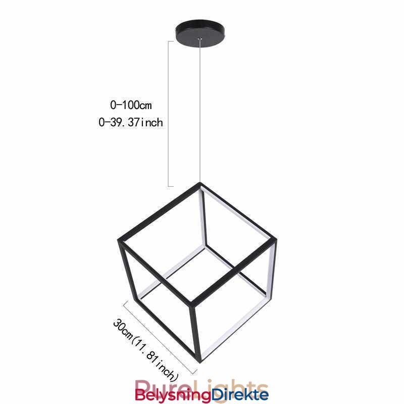 Svart Pendellampe Geometrisk Kubebelysning