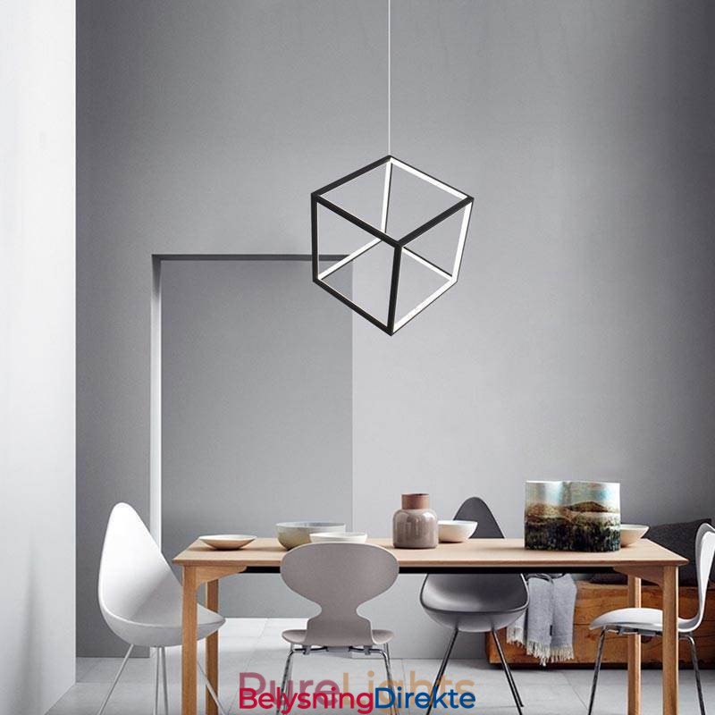 Svart Pendellampe Geometrisk Kubebelysning