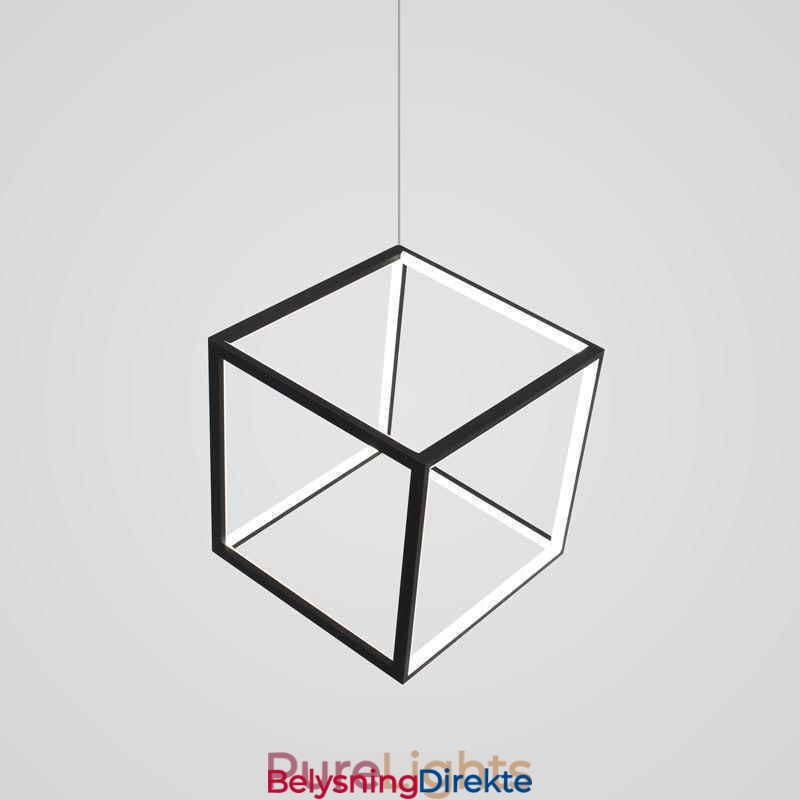 Svart Pendellampe Geometrisk Kubebelysning
