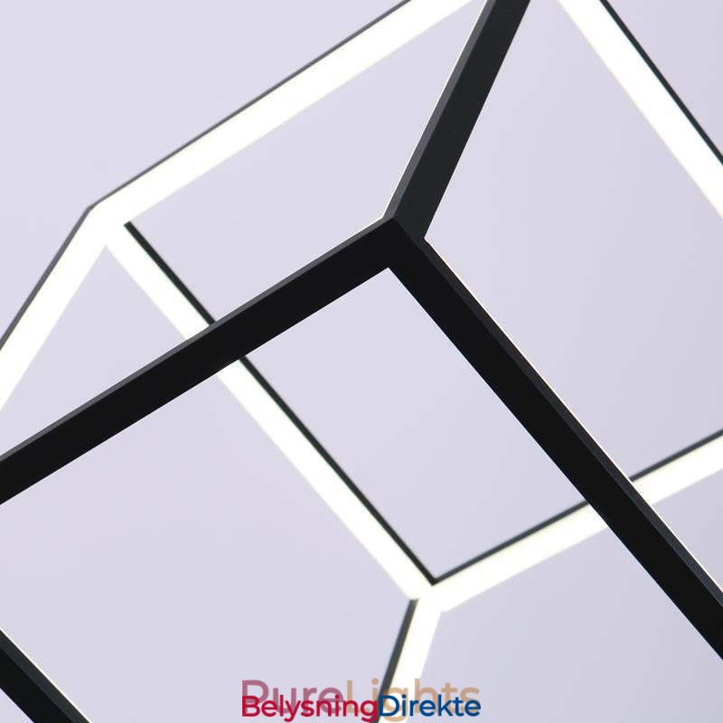 Svart Pendellampe Geometrisk Kubebelysning