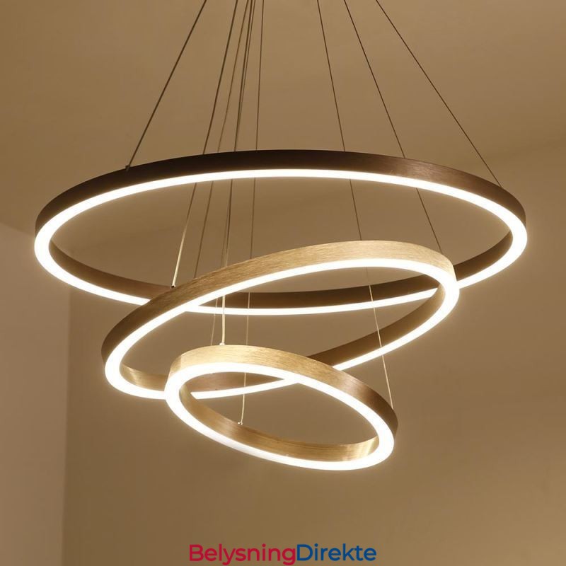 Pendellampe Tegning Håndverk 3 Ringer Lampe 80+60+40Cm