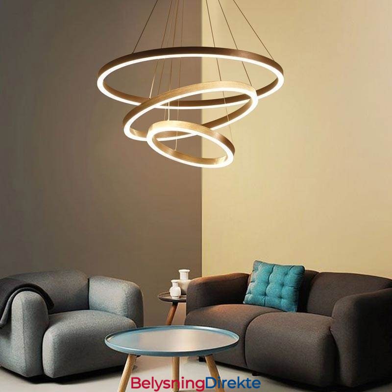 Pendellampe Tegning Håndverk 3 Ringer Lampe 80+60+40Cm