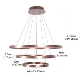Pendellampe Tegning Håndverk 3 Ringer Lampe 80+60+40Cm