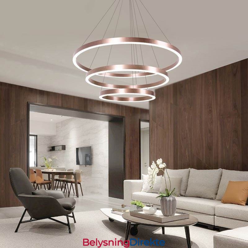 Pendellampe Tegning Håndverk 3 Ringer Lampe 80+60+40Cm