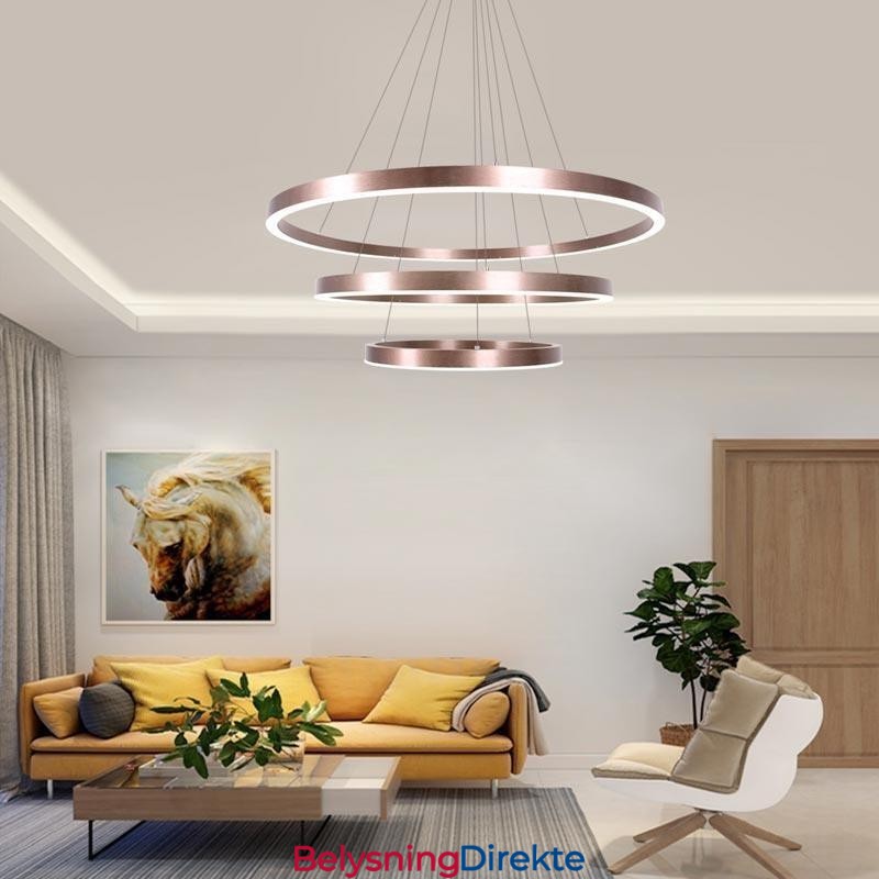 Pendellampe Tegning Håndverk 3 Ringer Lampe 80+60+40Cm