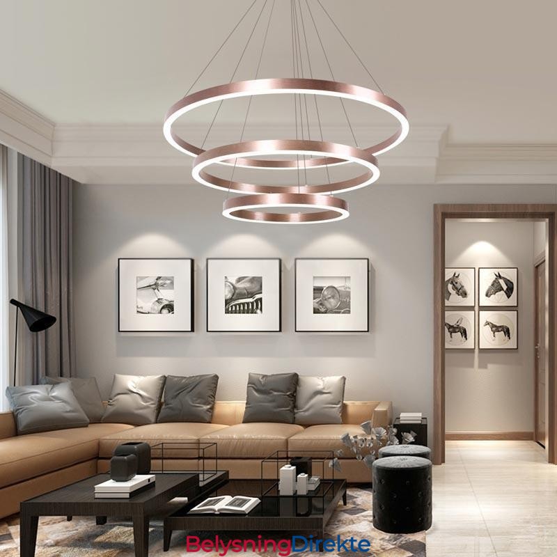 Pendellampe Tegning Håndverk 3 Ringer Lampe 80+60+40Cm