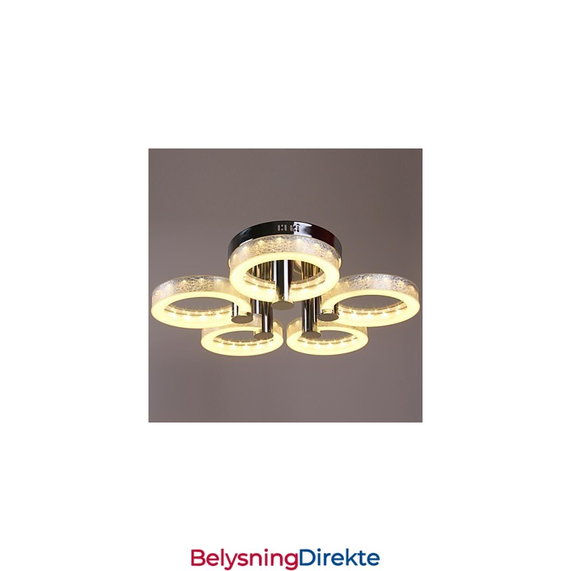 Akryllysekrone Med 5 Lys (Kromfinish)