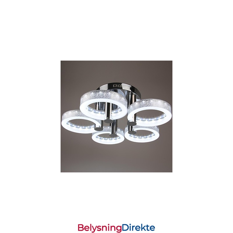 Akryllysekrone Med 5 Lys (Kromfinish)