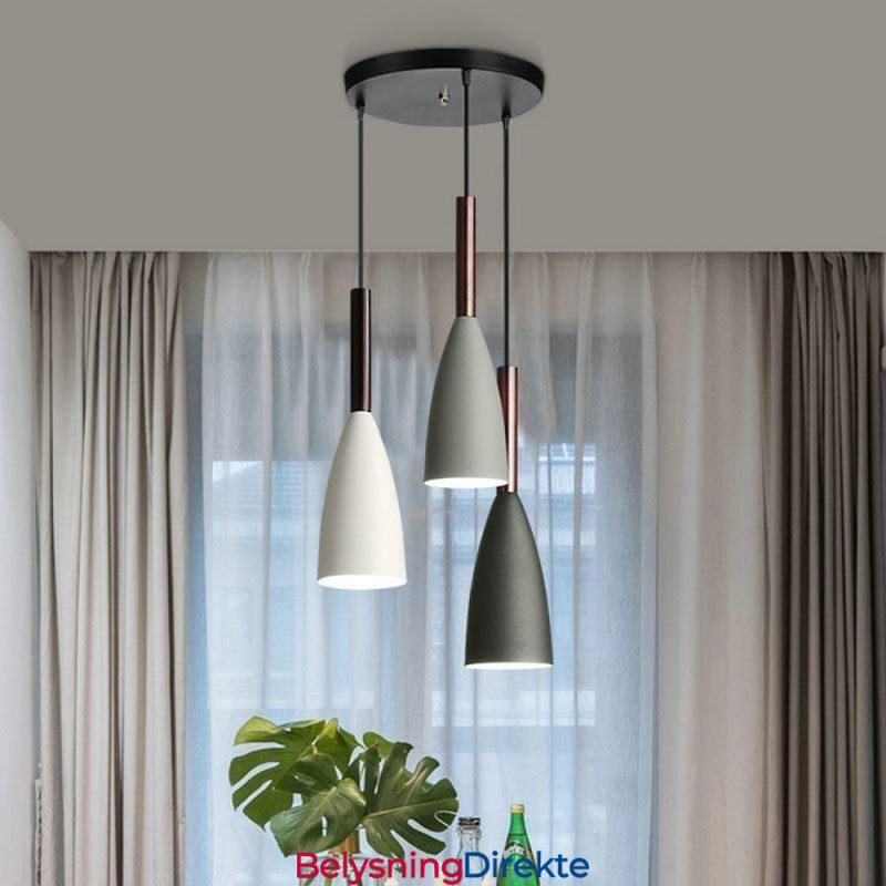 Moderne Enkel Pendellampe Med Tre Lys, Kreativ Aluminiumskunstlampe, Kafé