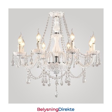 Lysekrone Hvit Krystall Moderne Livsstil 8 Lys