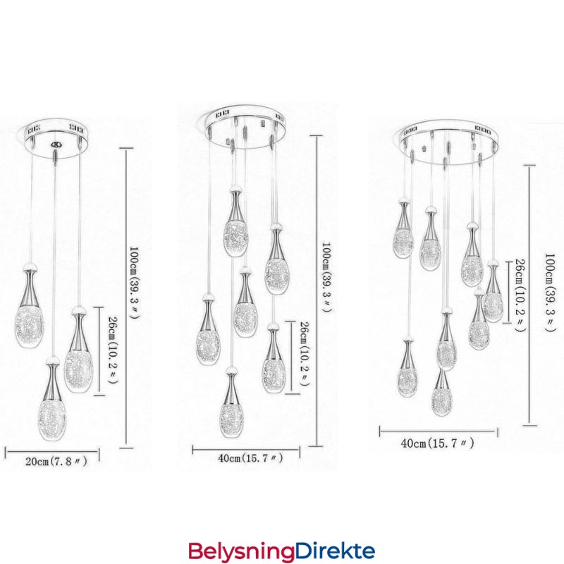 Seeded Glass Teardop Cluster Pendelbelysning