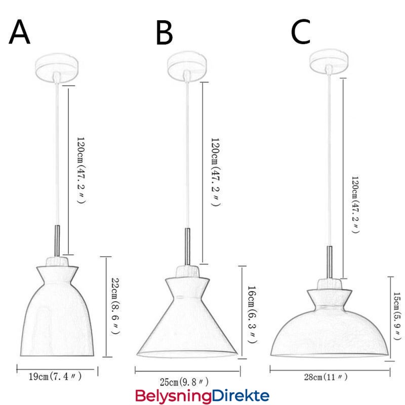 Pendellampe Nordisk Metallkuppel Makaronfarger Lampelampe