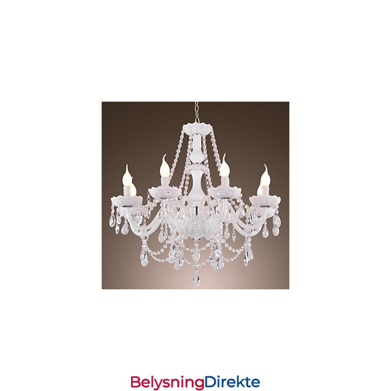 Lysekrone Hvit Krystall Moderne Livsstil 8 Lys