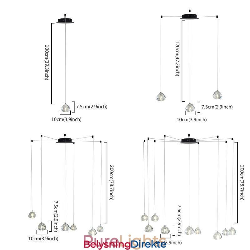 Moderne Anhengslampe Krystalllysekrone Lys Hjemmebelysningslampe