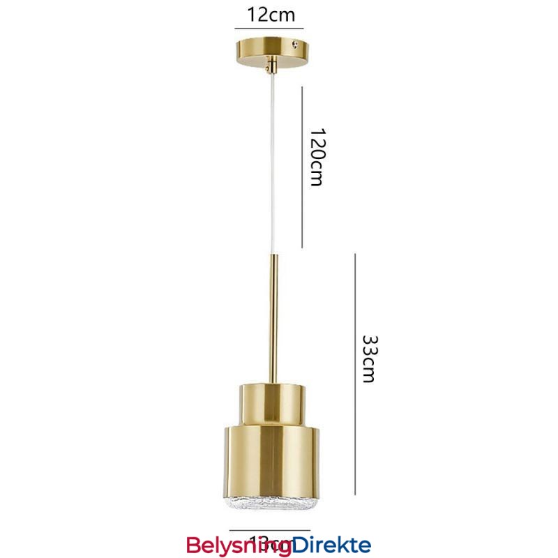 Postmoderne Glass Pendellampe Gyllen Sylinderlampe Lyssterk Belysningslampe