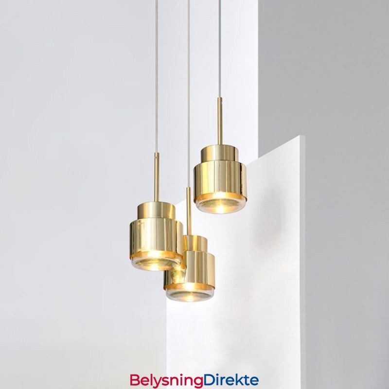 Postmoderne Glass Pendellampe Gyllen Sylinderlampe Lyssterk Belysningslampe