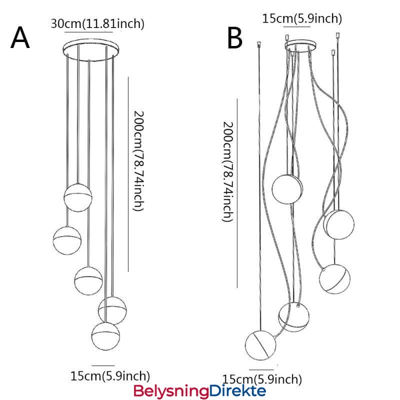 Nordisk Klyngependellampe Kreativ Sirkelformet Lampebelysning