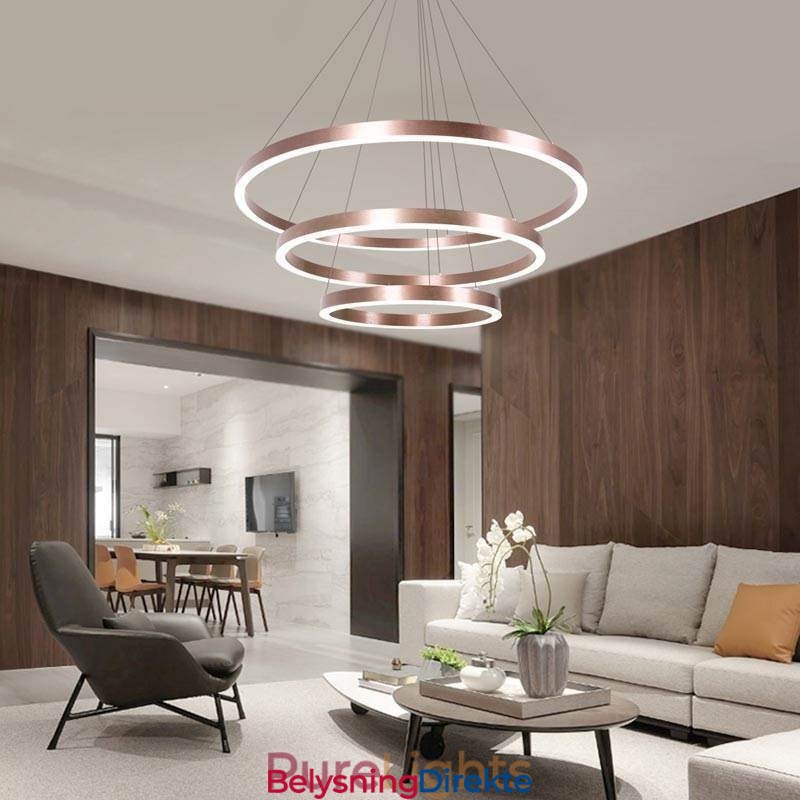 Pendellampe Tegning Håndverk 3 Ringer Lampe 80+60+40Cm