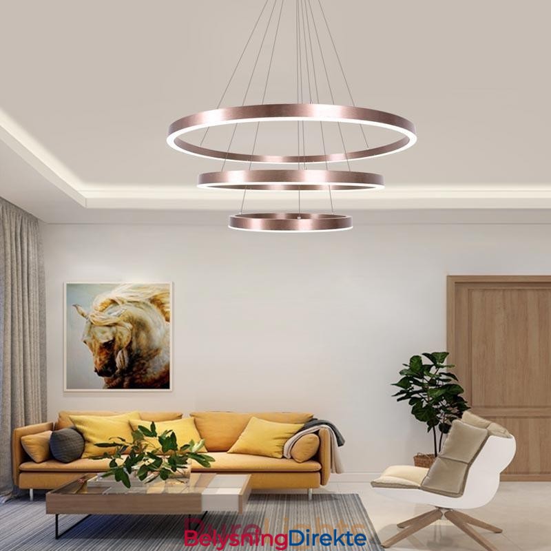 Pendellampe Tegning Håndverk 3 Ringer Lampe 80+60+40Cm