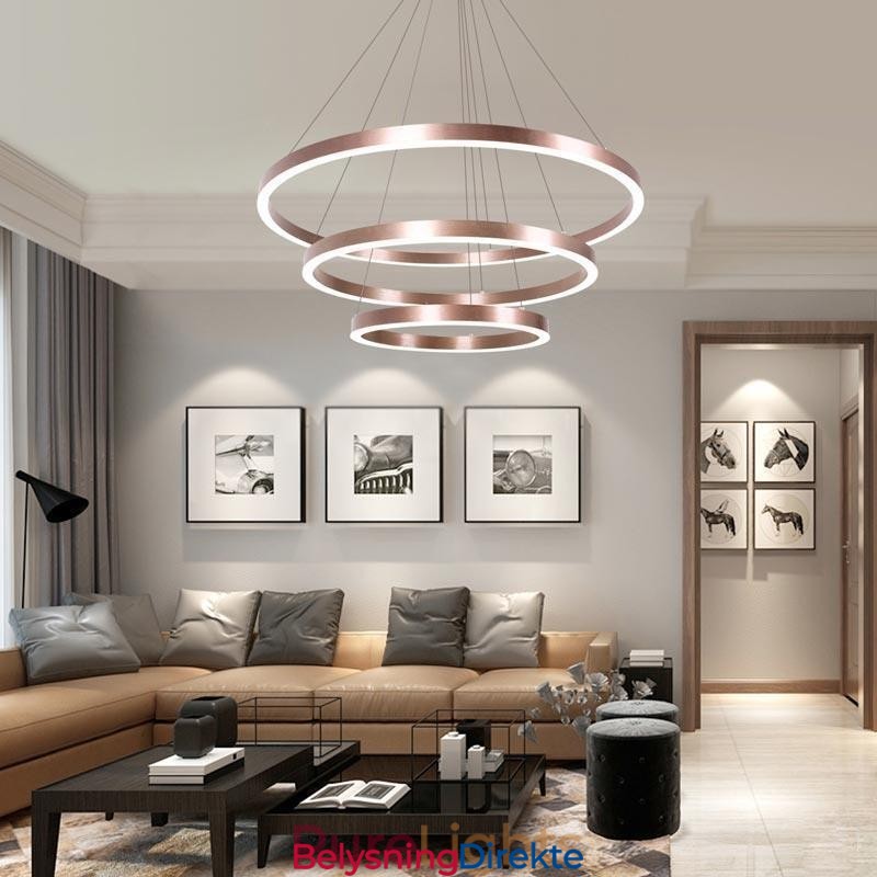 Pendellampe Tegning Håndverk 3 Ringer Lampe 80+60+40Cm