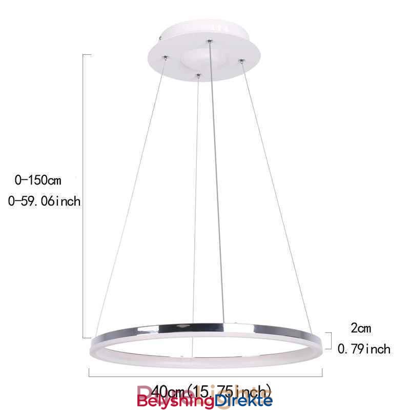 Moderne Pendellampe I Akryl, Sirkelformet Lampe, 40 Cm