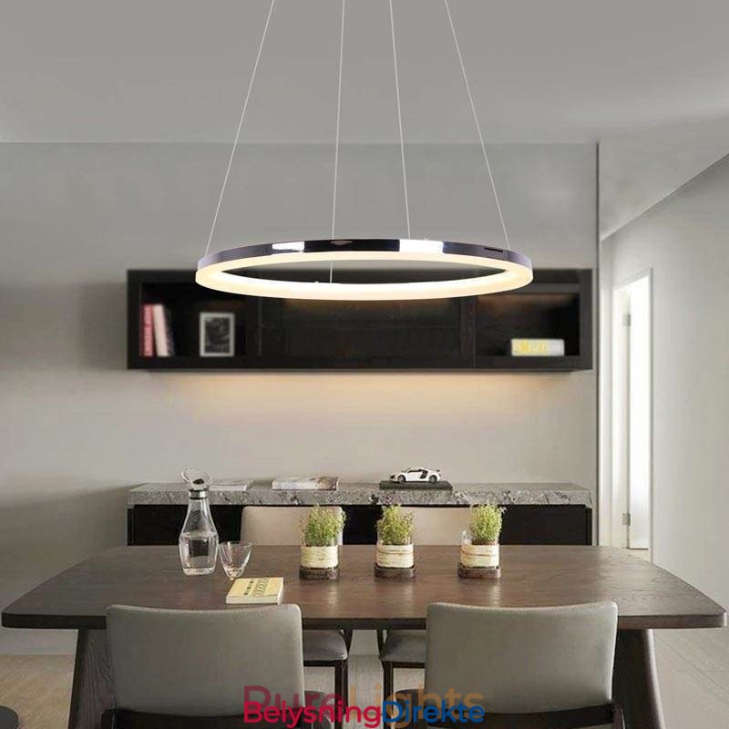 Moderne Pendellampe I Akryl, Sirkelformet Lampe, 40 Cm