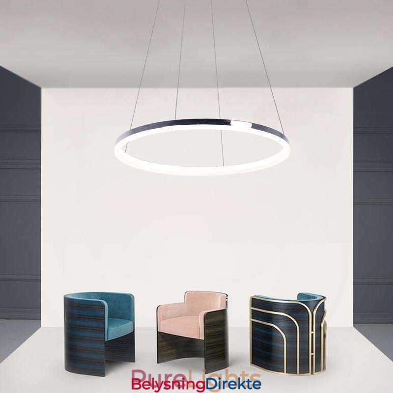 Moderne Pendellampe I Akryl, Sirkelformet Lampe, 40 Cm