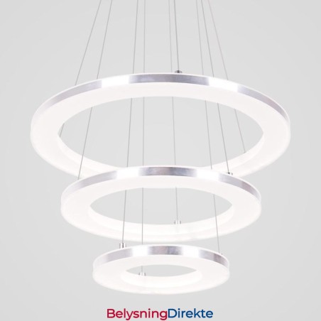 Moderne Pendellampe I Akryl Med 3 Ringer, 40+30+20 Cm