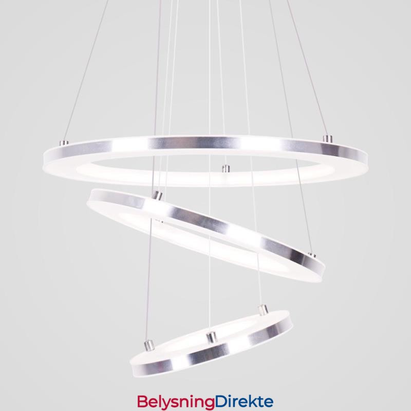 Moderne Pendellampe I Akryl Med 3 Ringer, 40+30+20 Cm