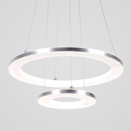 Moderne Pendellampe Akryl Med 2 Ringer, 40+20 Cm