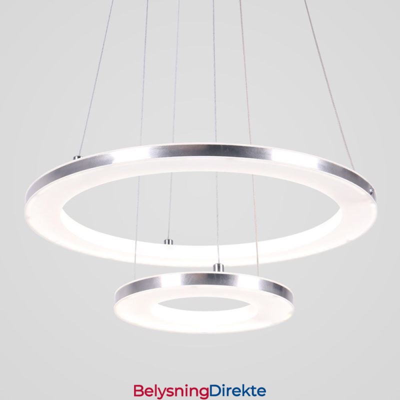 Moderne Pendellampe Akryl Med 2 Ringer, 40+20 Cm
