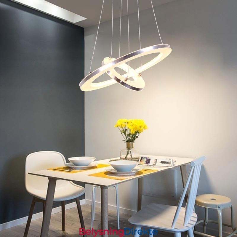 Moderne Pendellampe Akryl Med 2 Ringer, 40+20 Cm