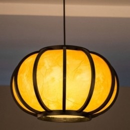Kreativ Japansk Bambus Pendellampe Moderne Enkel Pendellampe Tearoom Rund Lampe
