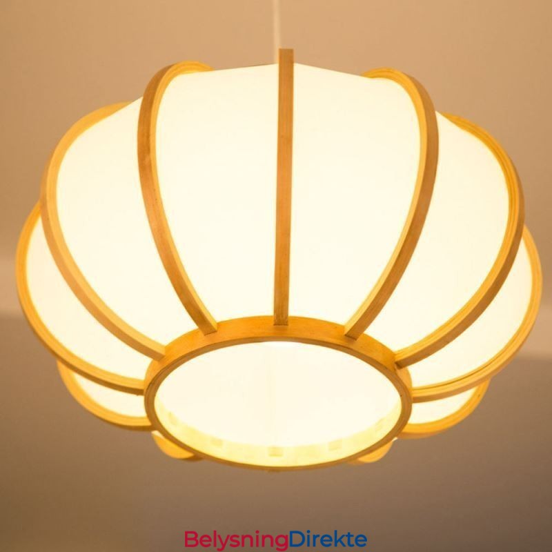 Kreativ Japansk Bambus Pendellampe Moderne Enkel Pendellampe Tearoom Rund Lampe