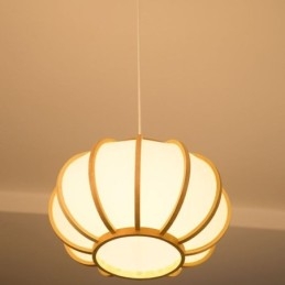 Kreativ Japansk Bambus Pendellampe Moderne Enkel Pendellampe Tearoom Rund Lampe