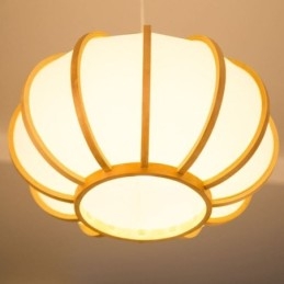 Kreativ Japansk Bambus Pendellampe Moderne Enkel Pendellampe Tearoom Rund Lampe
