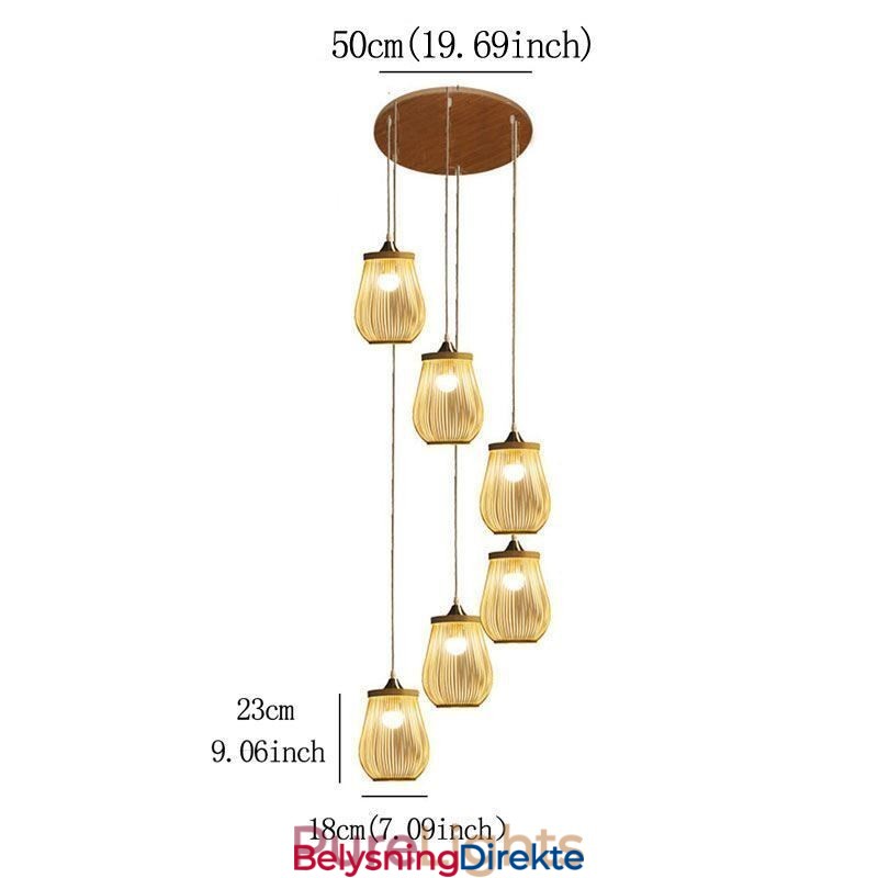 Hult Bur-Anhengslampe Moderne Bambusanhengslampe