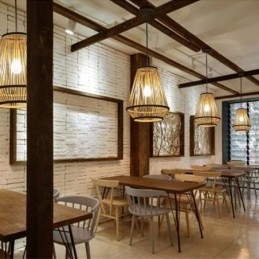 Nattbordslampe I Bambusvevd Materiale