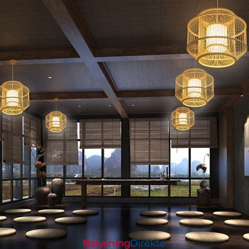 Lanterne Bambus Pendellampe Kreativ Japansk Pendellampe
