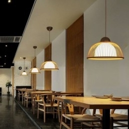 Moderne Enkel Nedadgående Pendellampe Spesiell Bambus Pendellampe Nattbordsbelysning