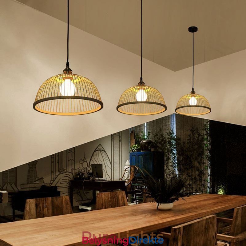 Moderne Enkel Nedadgående Pendellampe Spesiell Bambus Pendellampe Nattbordsbelysning