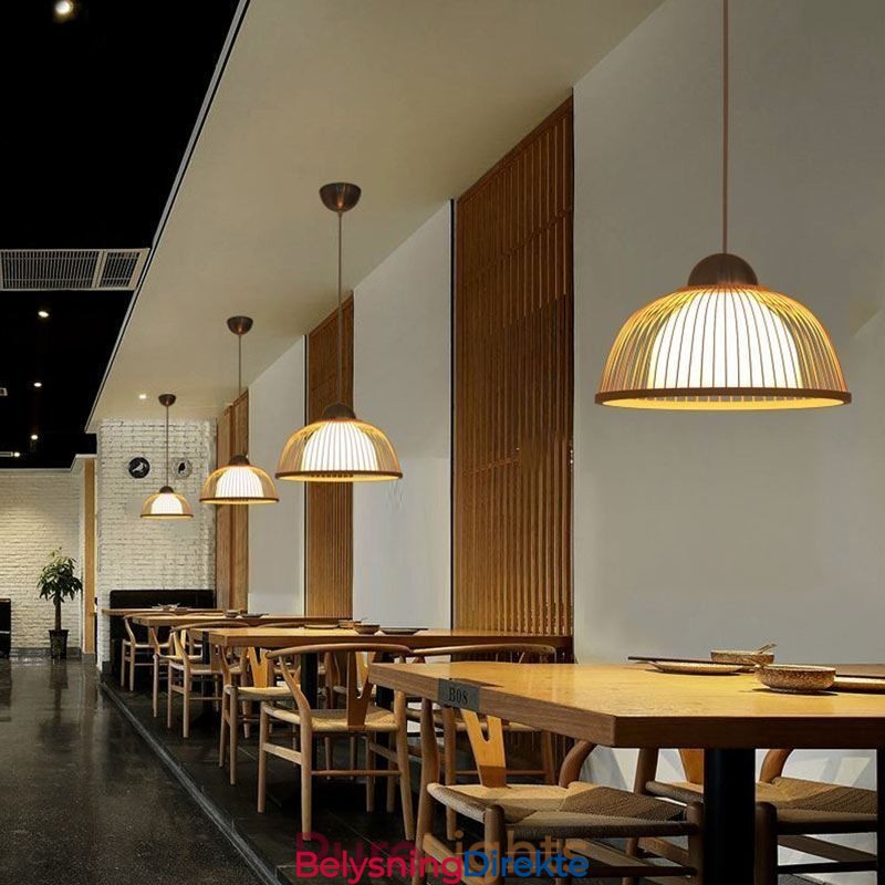 Moderne Enkel Nedadgående Pendellampe Spesiell Bambus Pendellampe Nattbordsbelysning
