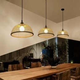 Moderne Enkel Nedadgående Pendellampe Spesiell Bambus Pendellampe Nattbordsbelysning