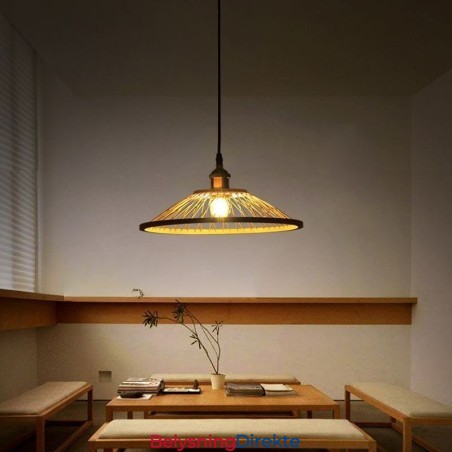 Kuppelformet Bambus Pendellampe Håndvevd Pendellampe