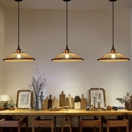 Kuppelformet Bambus Pendellampe Håndvevd Pendellampe