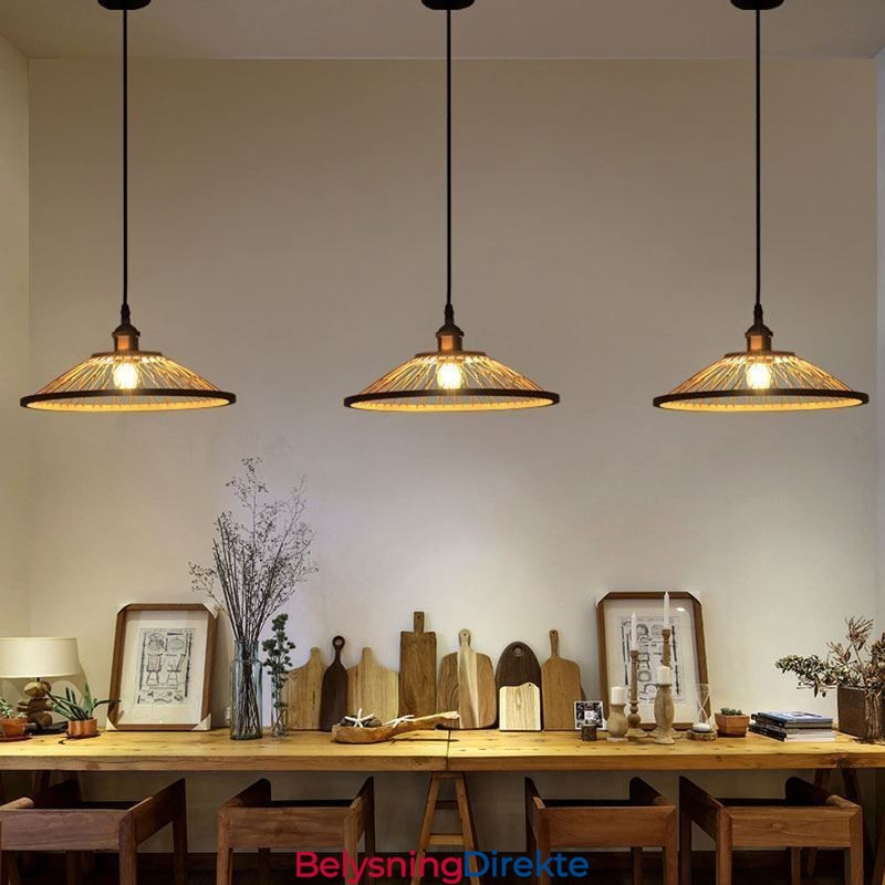 Kuppelformet Bambus Pendellampe Håndvevd Pendellampe
