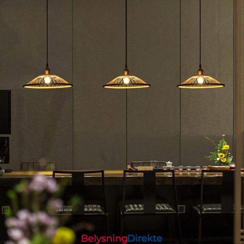 Kuppelformet Bambus Pendellampe Håndvevd Pendellampe
