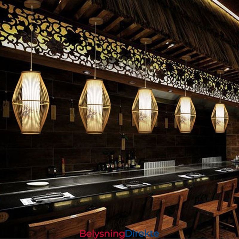 Klassisk Håndlaget Bambus Pendellampe